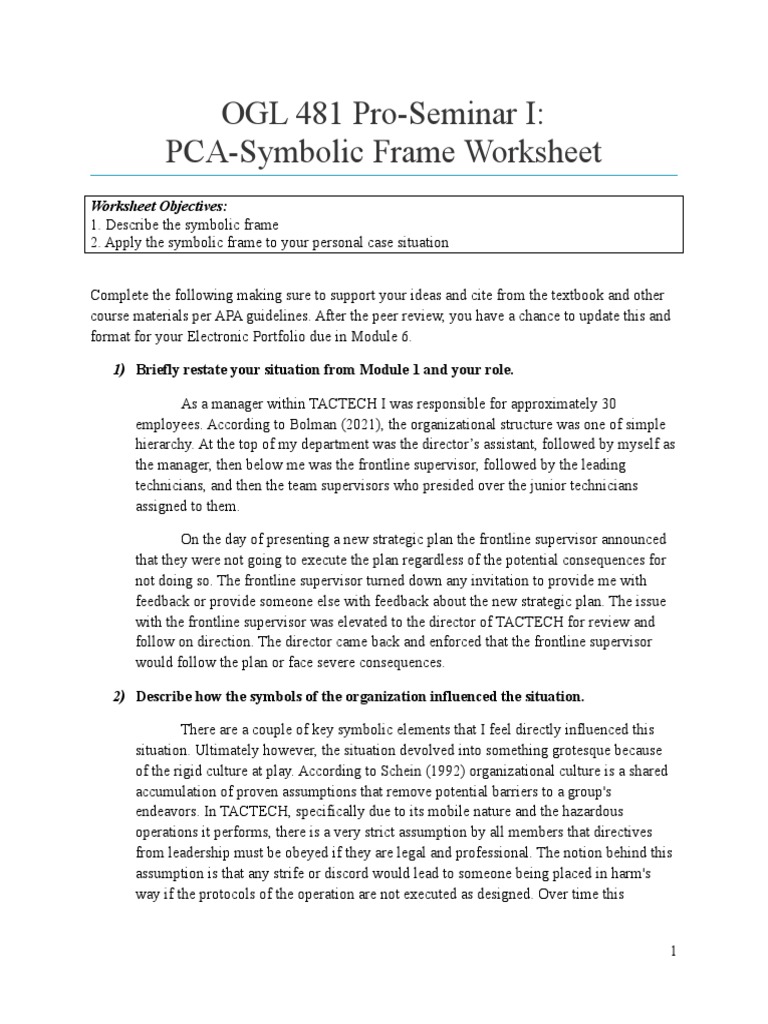 Symbolic Frame Worksheet 5 | PDF