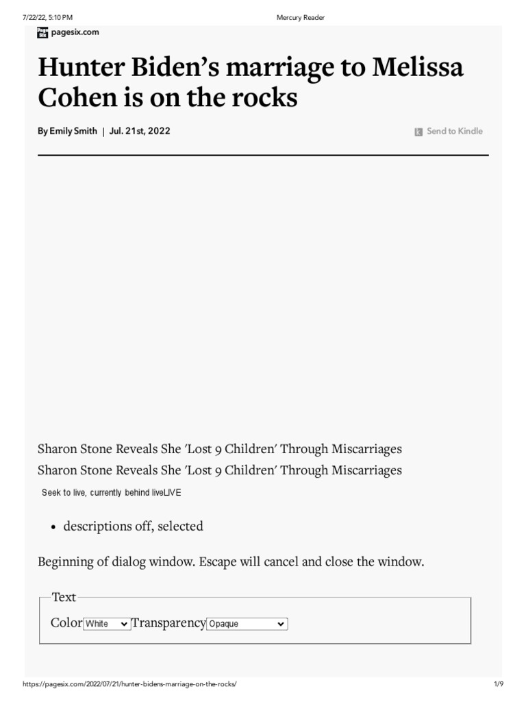 Hunter Biden's Marriage To Melissa Cohen Is On The Rocks PDF