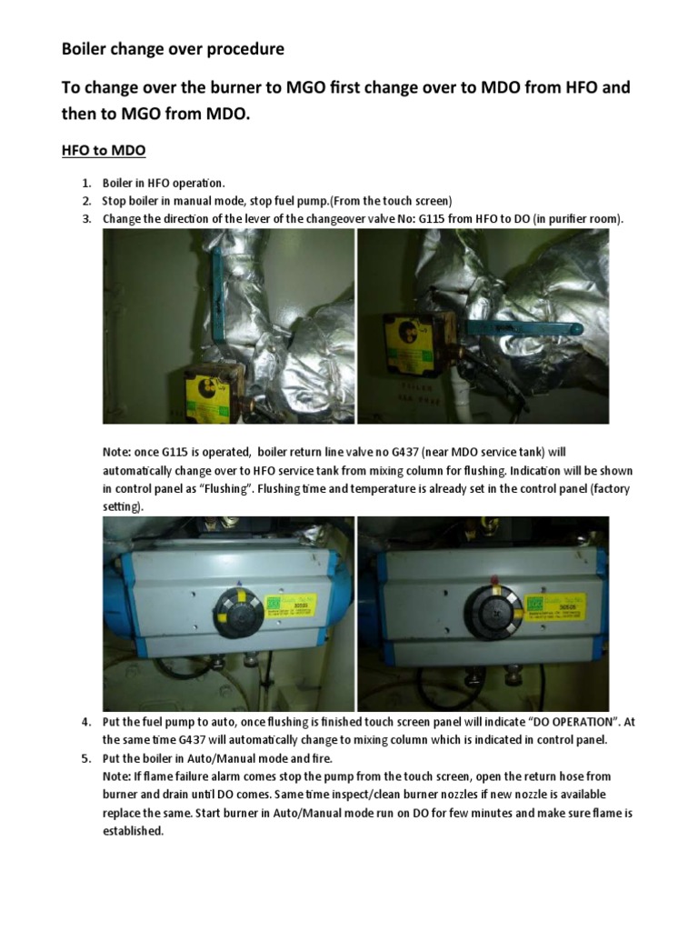 Boiler Change Over Procedure PDF