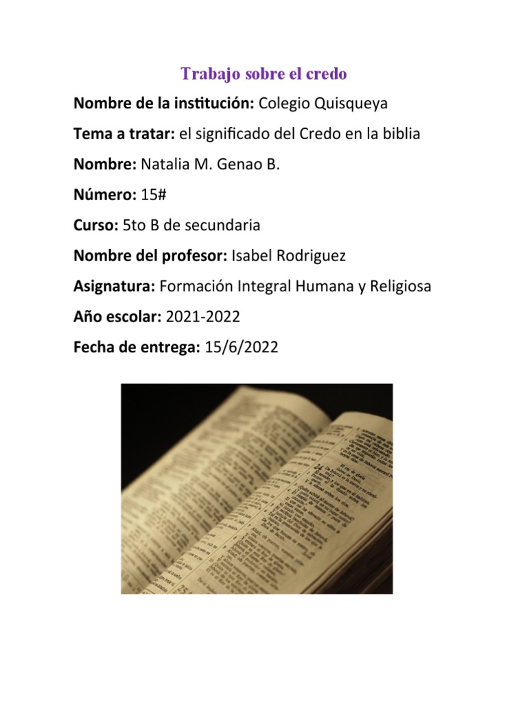 Trabajo Del Credo | PDF | Credo | Sobrenatural