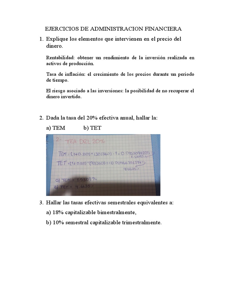 Ejercicios de Administración Financiera | PDF
