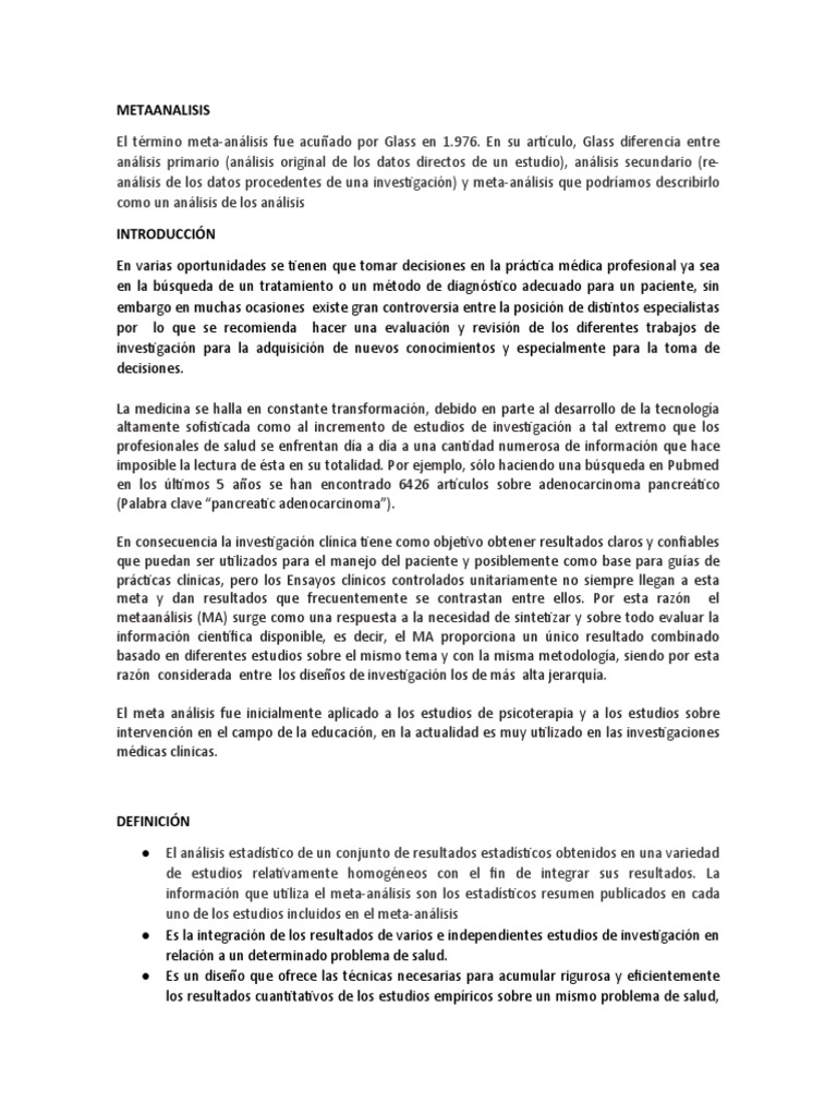 Meta Analisis Pdf Metaanálisis Estadísticas