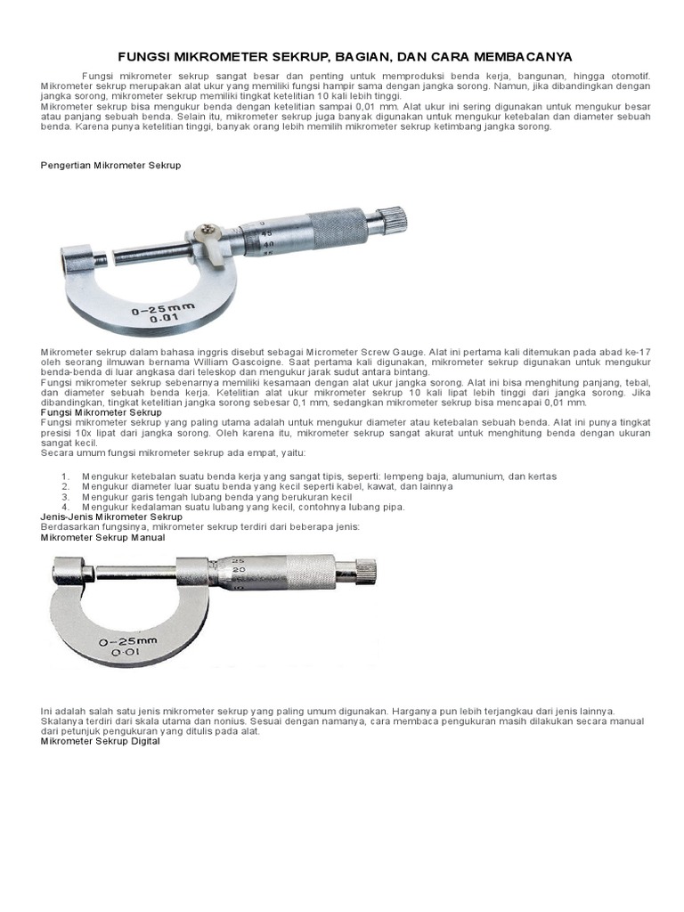 Pembacaan MIKROMETER | PDF