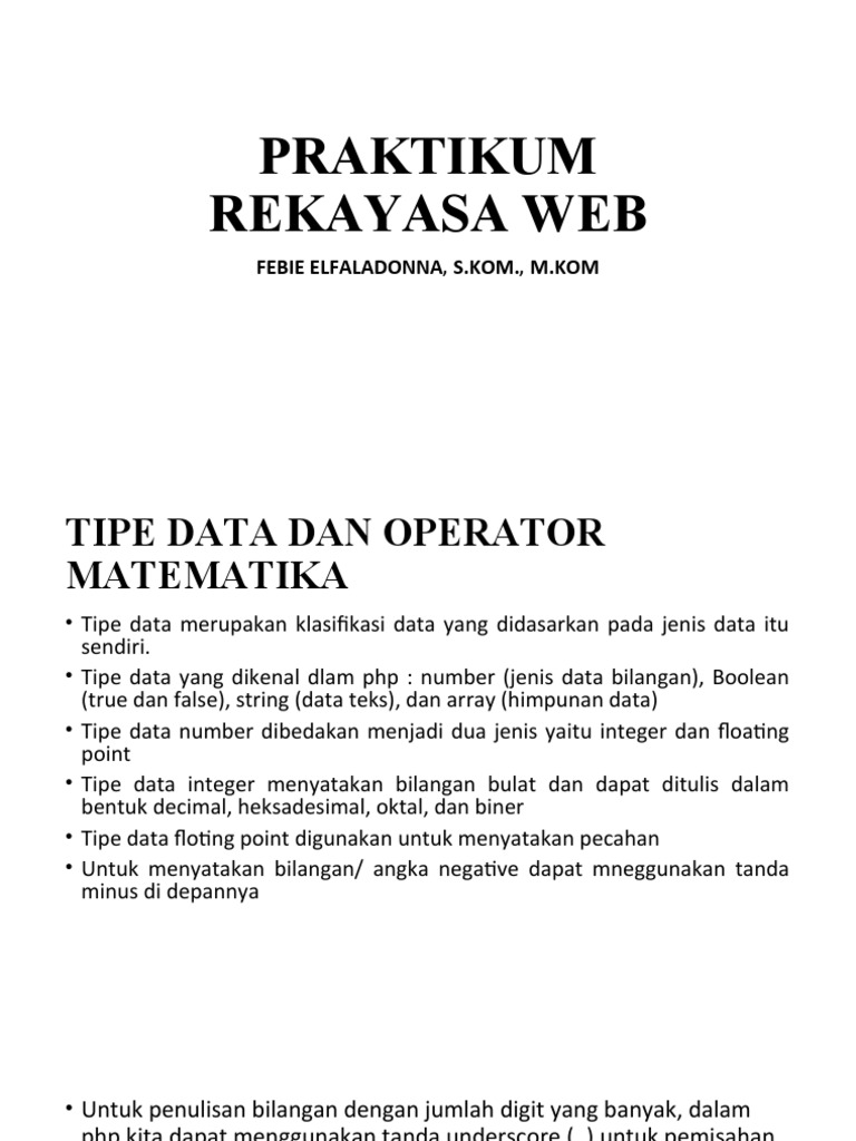 Tipe Data dan Operator dalam PHP | PDF