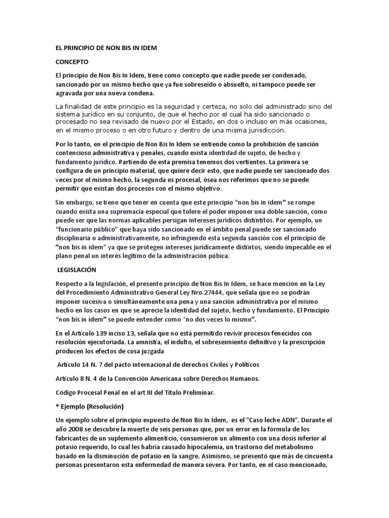 Principio de Non Bis in Idem PDF Ciencias Políticas Justicia