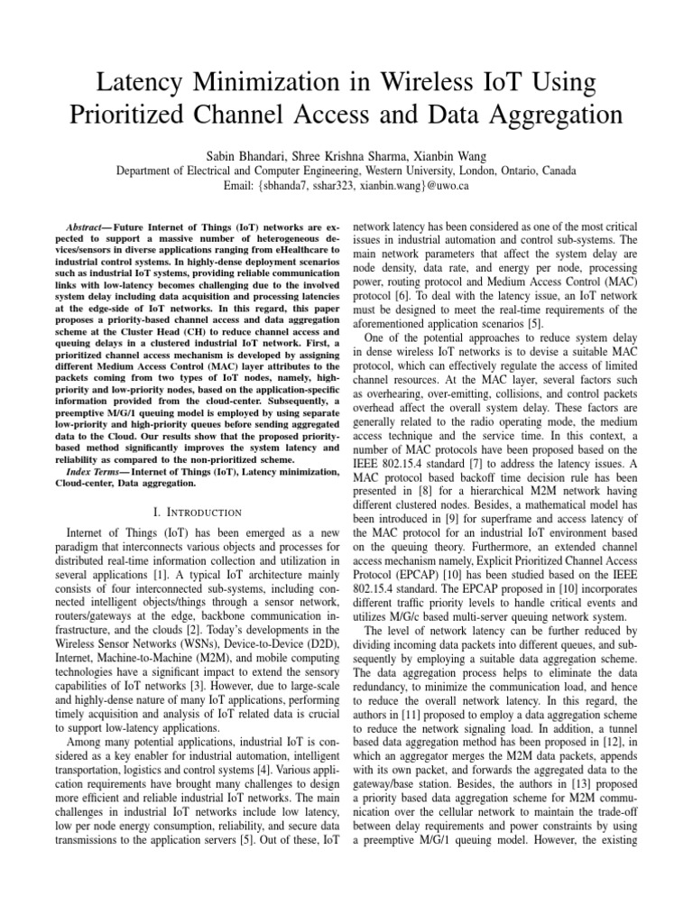 Minimizing Latency in Wireless IoT Networks | PDF | Computer Network ...