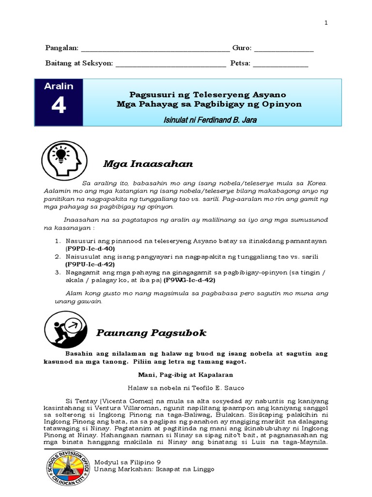 9 Filipino Q1 W4 Pdf