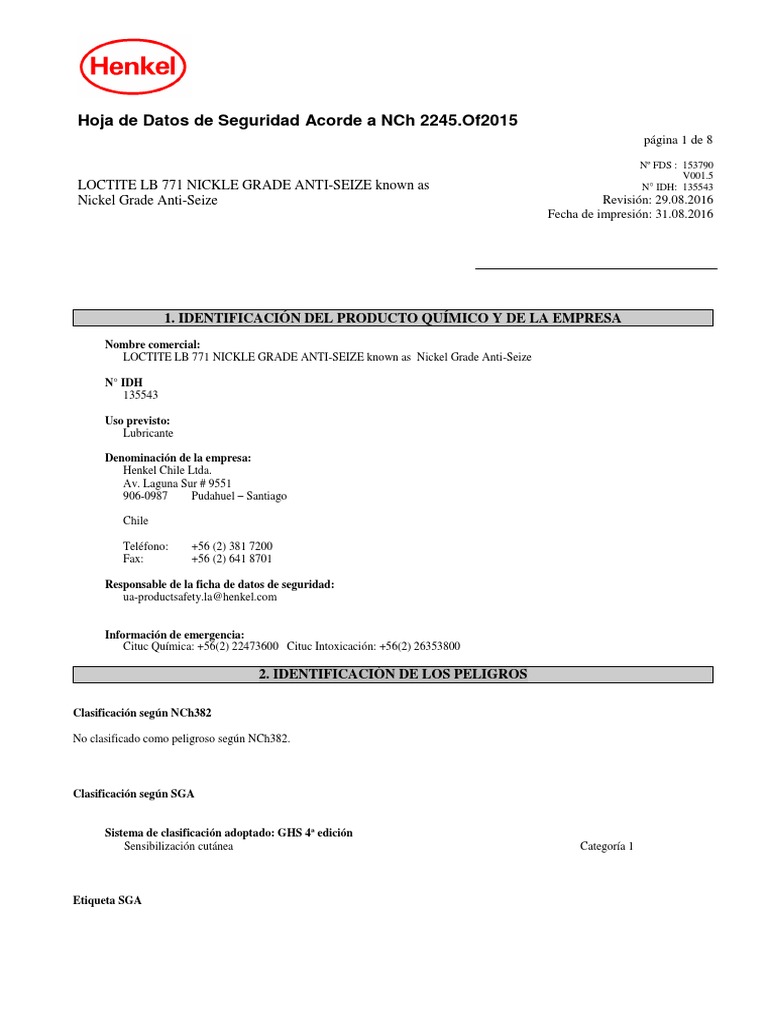 Nickel AntiSeize 77164 Loctite 454GR PDF