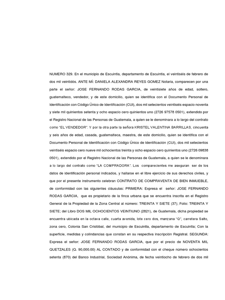 Contrato de Compraventa Notariado | PDF | Guatemala | Justicia