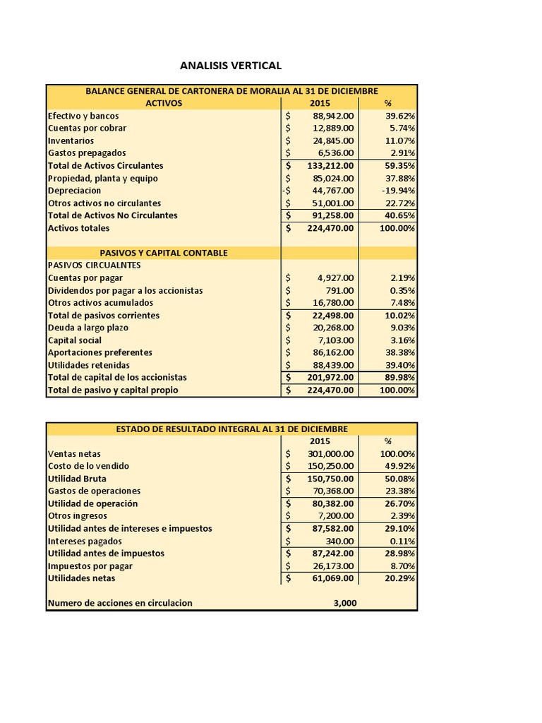 Análisis Financiero 2015 de Cartonera Moralia | PDF | Contabilidad ...