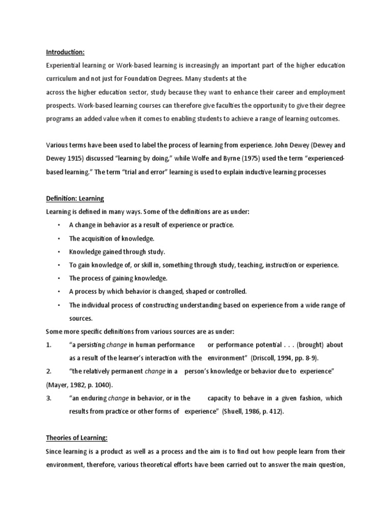 Experiential Learning in Higher Ed | PDF | Career & Growth