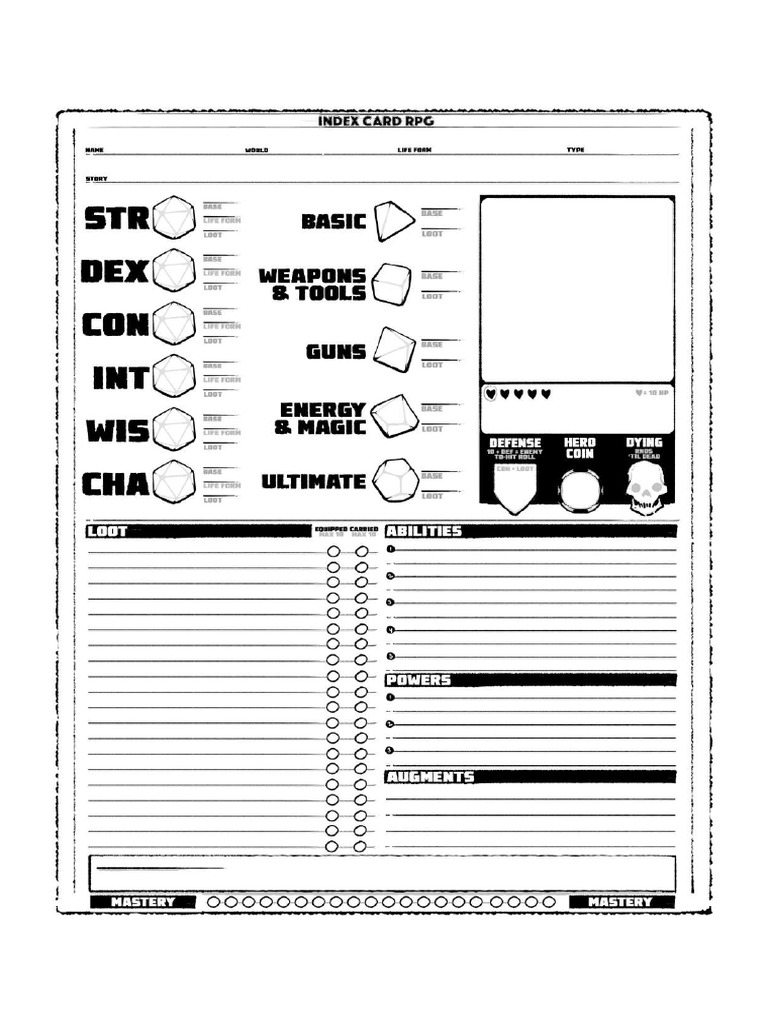 ICRPG 3E Character Sheet B2 | PDF