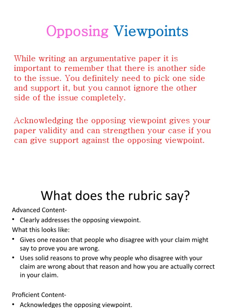 what is an opposing viewpoint in an essay