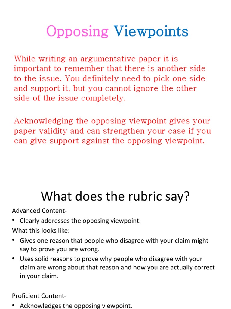 Opposing Viewpoint Samples PDF Reason