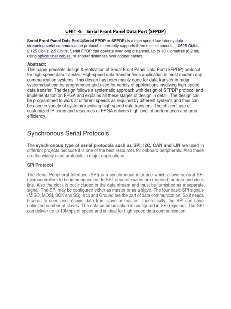 SFPDP Protocol for High-Speed Data Transfer | PDF | Computers ...