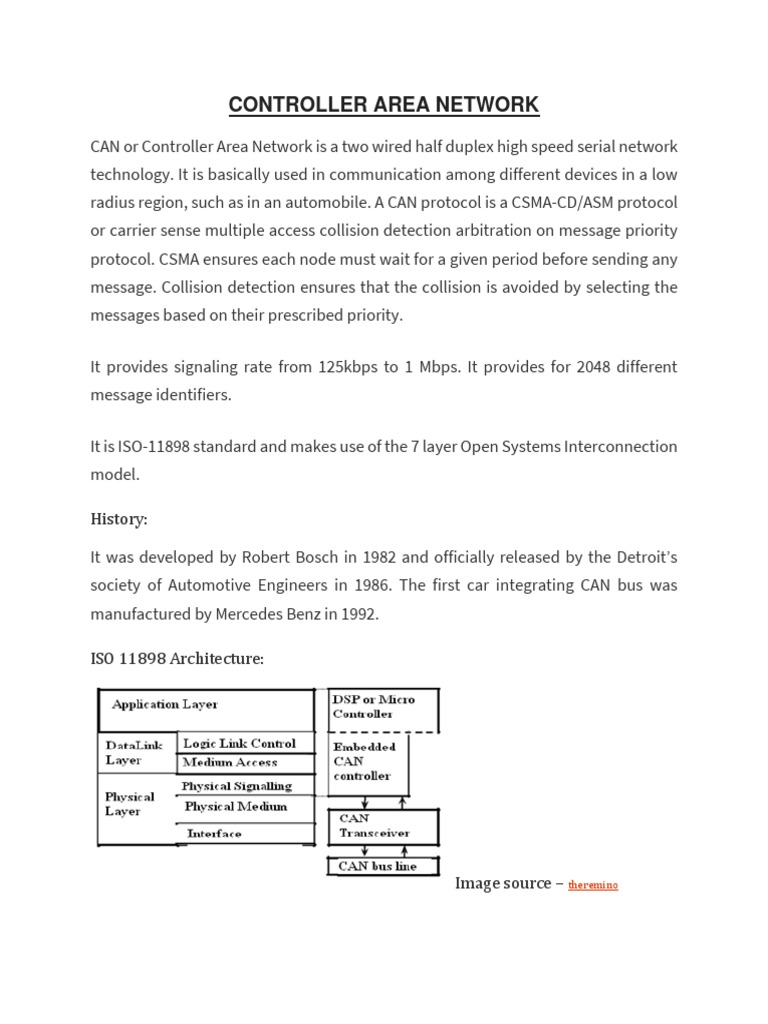 Unit-2, CONTROLLER AREA NETWORK | PDF