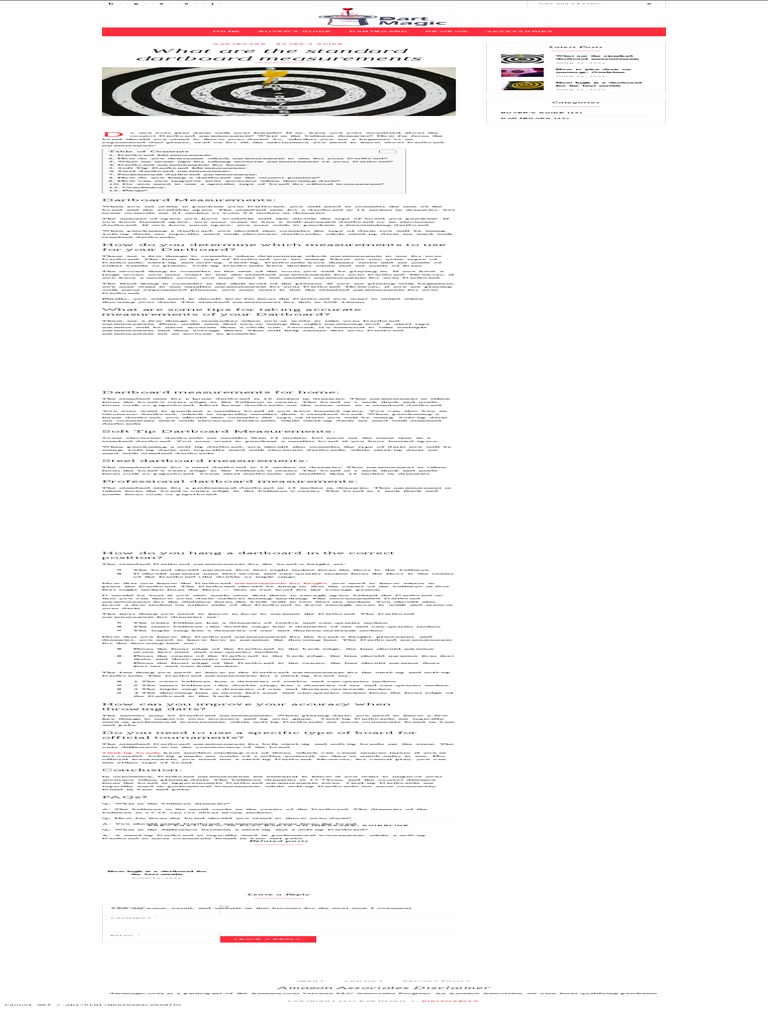 What Are The Standard Dartboard Measurements PDF