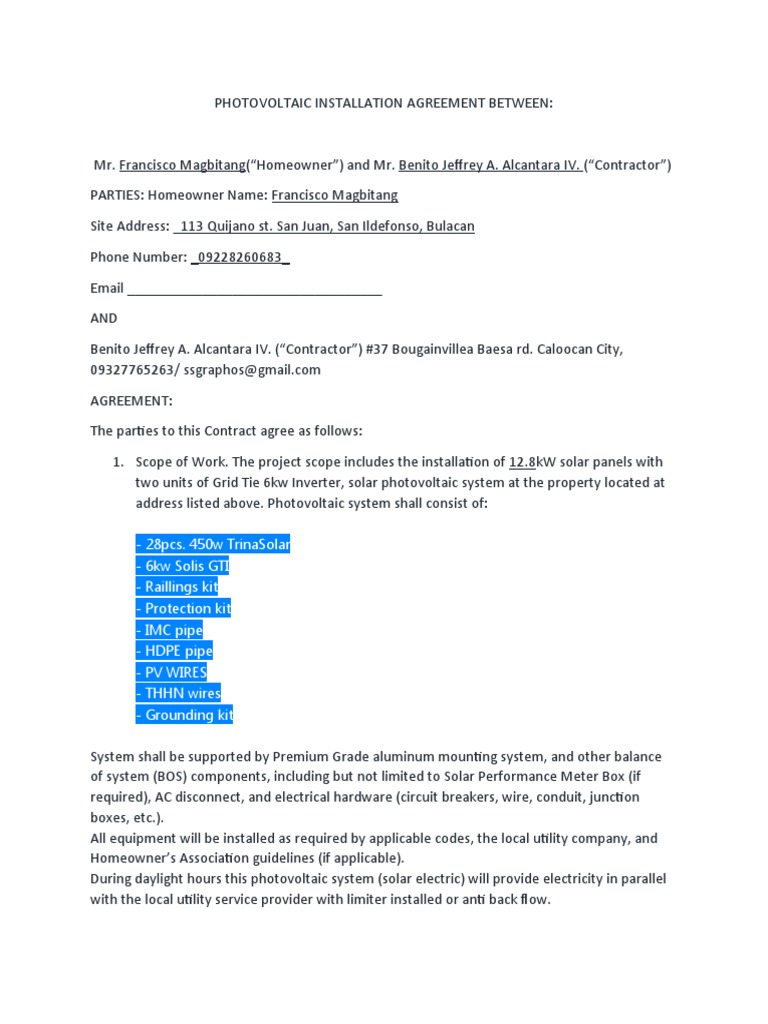 Solar Contract 12kw Download Free PDF Photovoltaic System