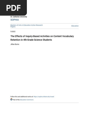 The Effects of Inquiry-Based Activities on Content Vocabulary Ret