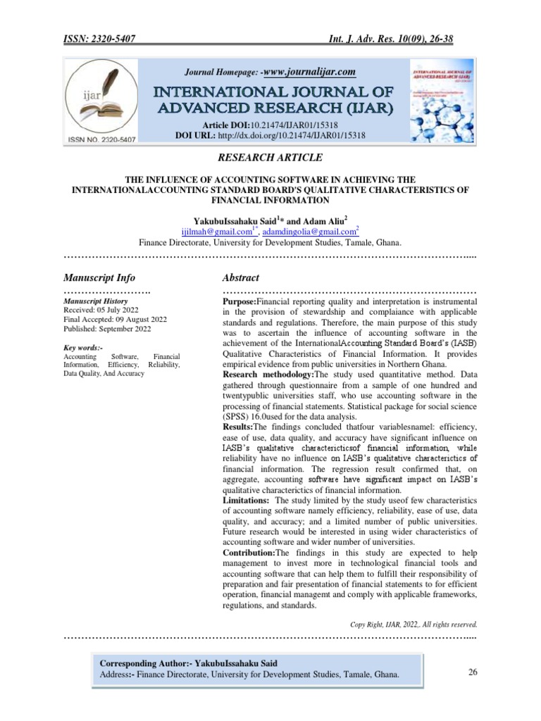 Qualitative Characteristics Of Financial Data Analysis