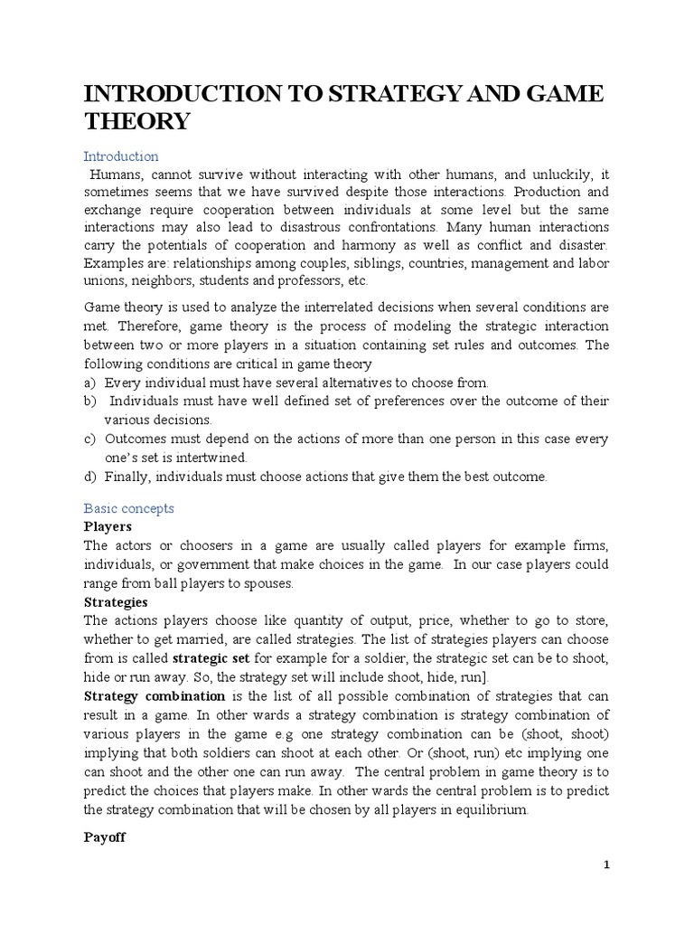 GAME THEORY PDF Game Theory Applied Mathematics