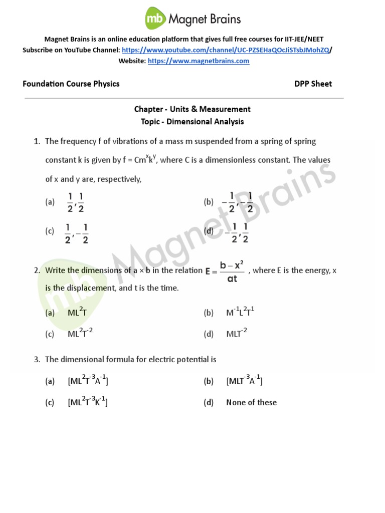 Dimensional Analysis in Physics | PDF | Quantity | Physics