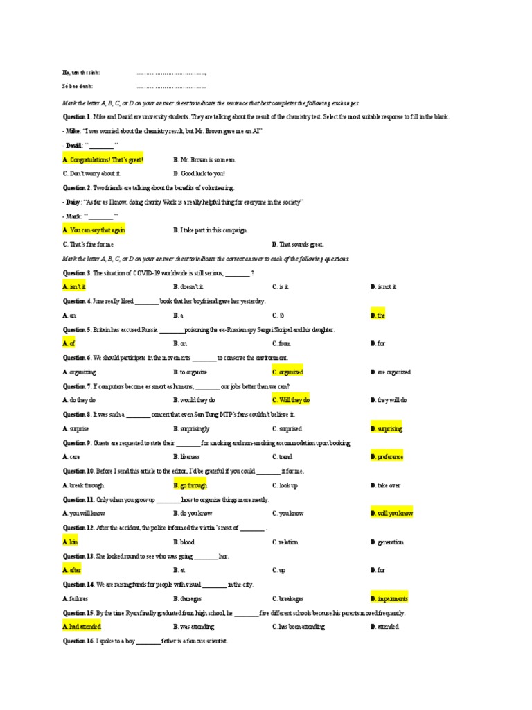 English Language Exam Questions | PDF