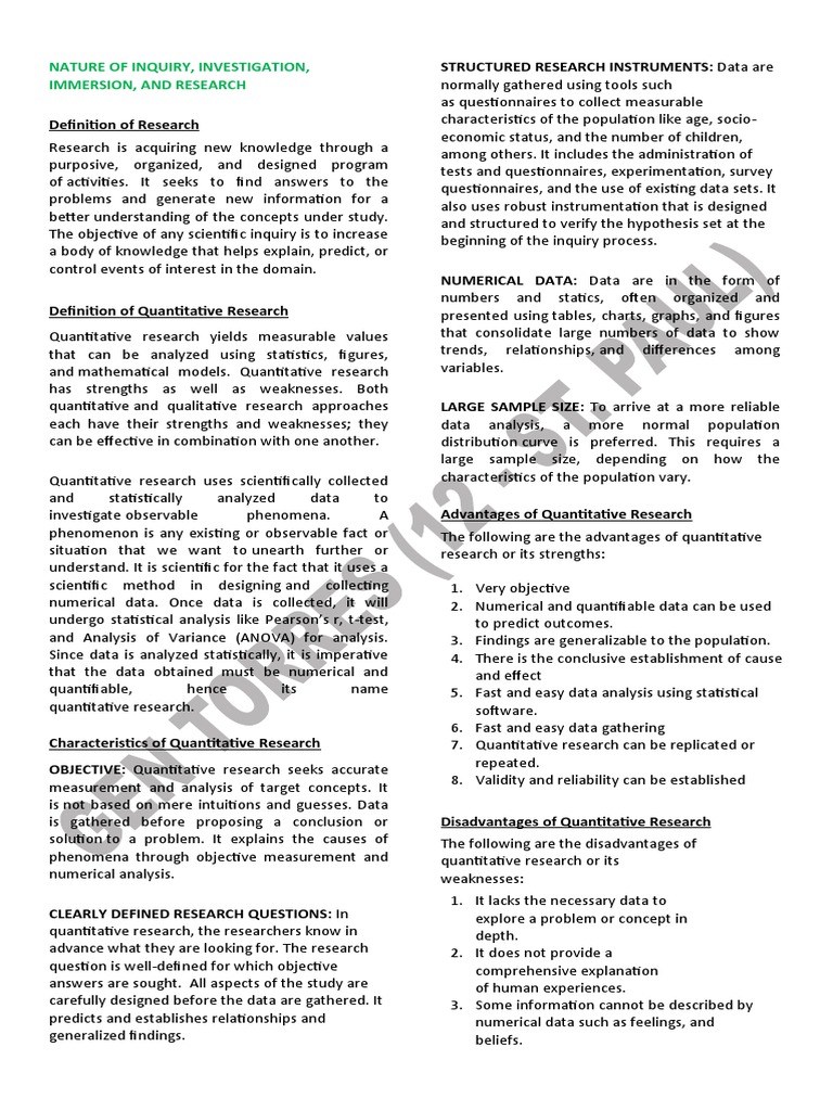 Practical Research 2 Reviewer | PDF | Quantitative Research | Statistics
