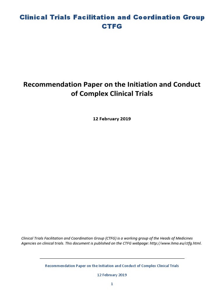 2019 02 CTFG Recommendation Paper On Complex Clinical Trials | PDF