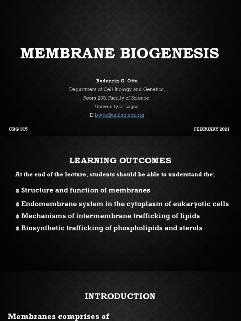 Membrane Biogenesis lms2021 PDF Endoplasmic Reticulum Lipid