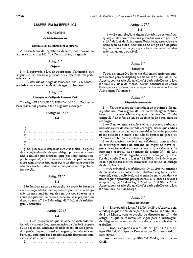 Lei de Arbitragem Voluntária | PDF | Arbitragem | Injunção