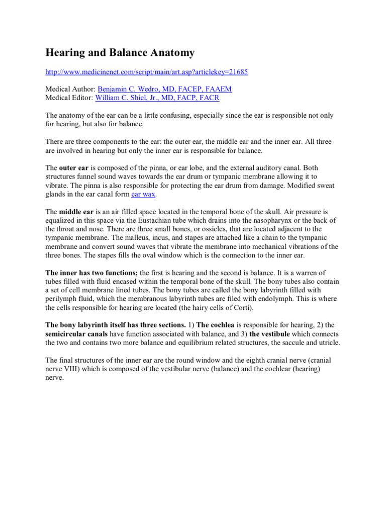 Physiology of hearing flowchart picture