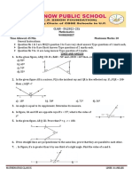 Class IX Math Worksheet on Lines and Angles