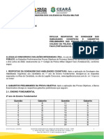 Divulga respostas da sondagem e gabaritos preliminares do 1o Colégio da PM