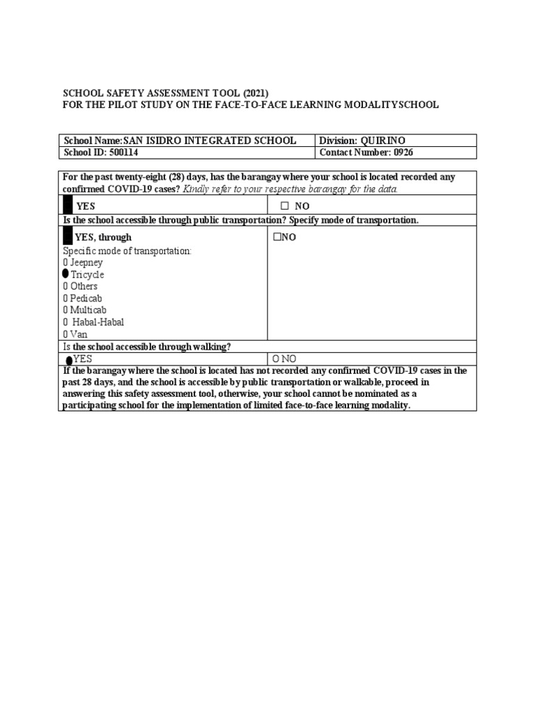 School Safety Assessment Tool PDF Personal Protective Equipment