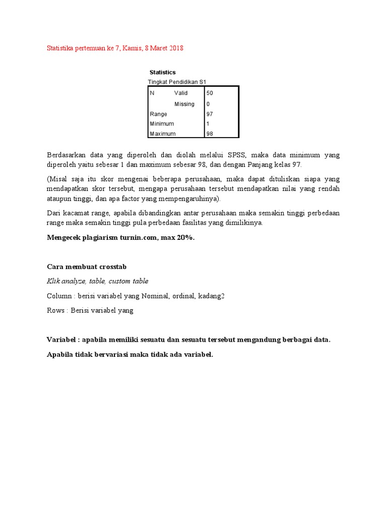 Statistik dan Analisis SPSS Pertemuan 7 | PDF