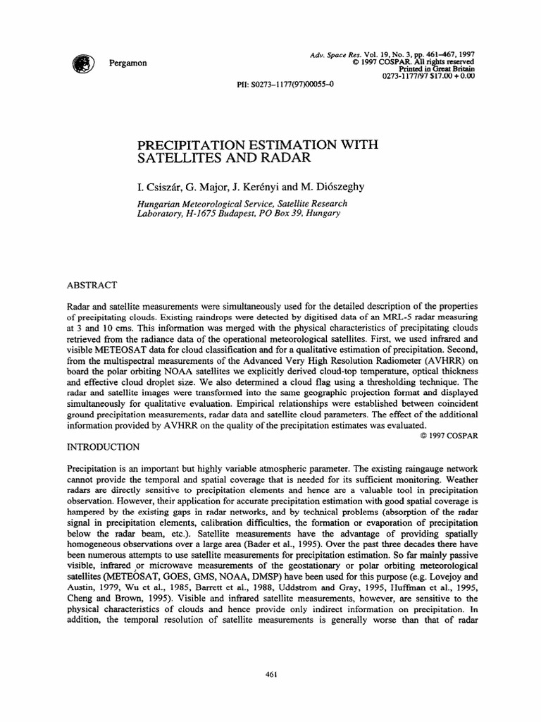 Satellite and Radar Precipitation Estimation | PDF | Science & Mathematics