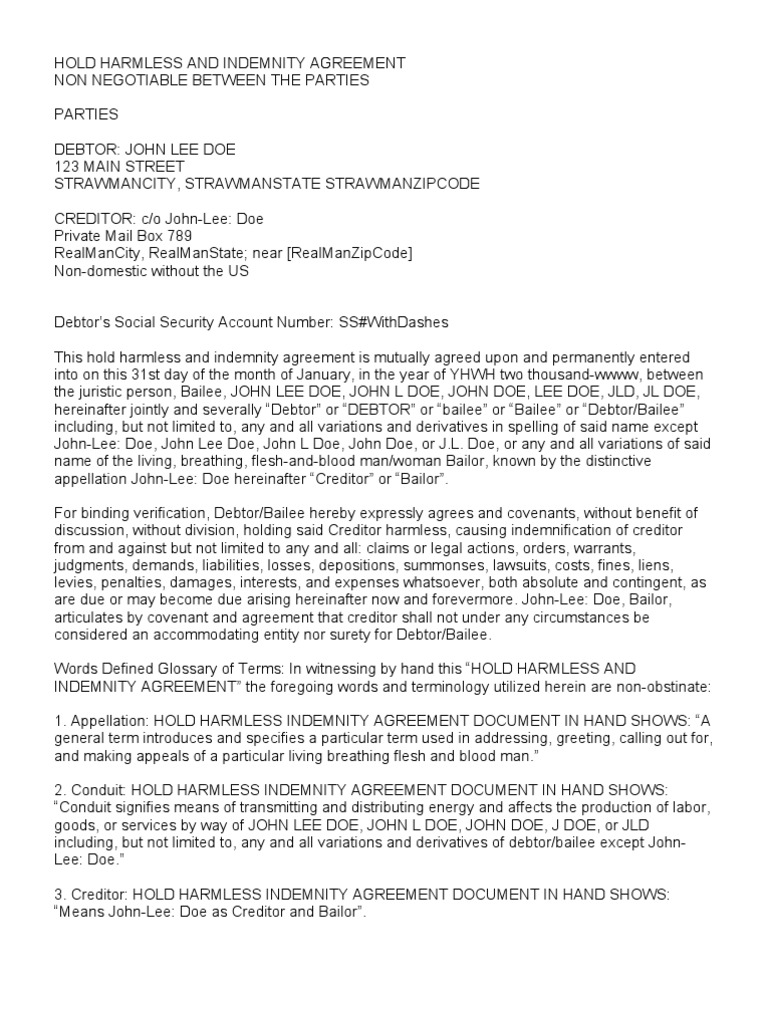 Uniform indemnification agreement