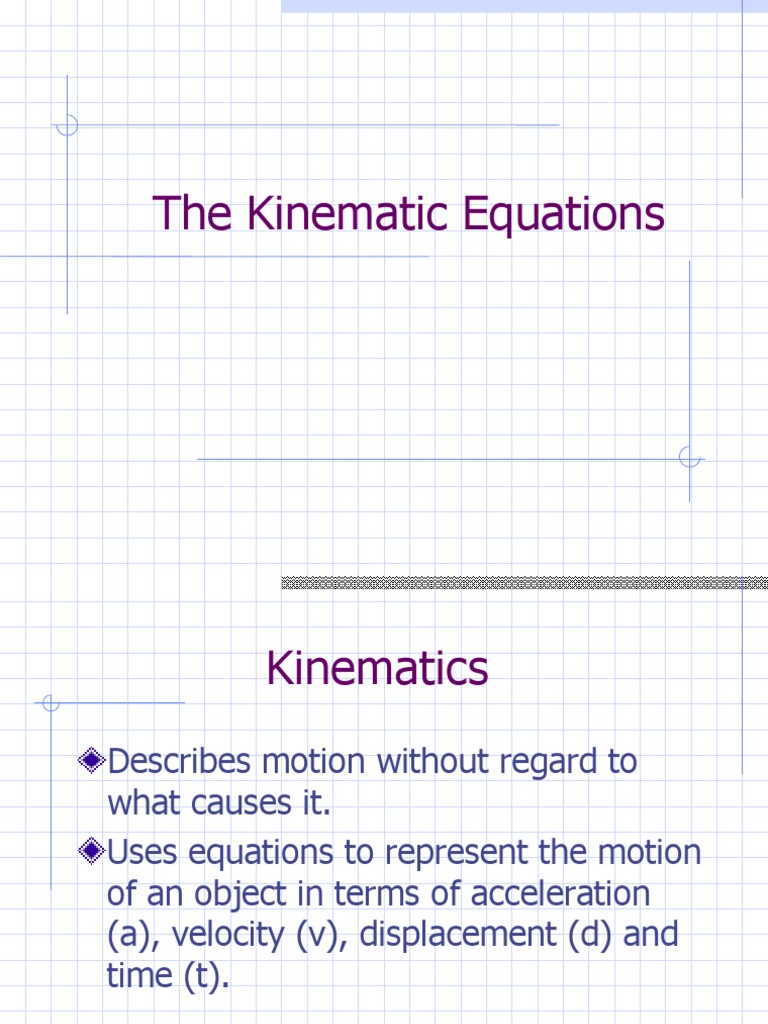 Kinematic Equations PDF