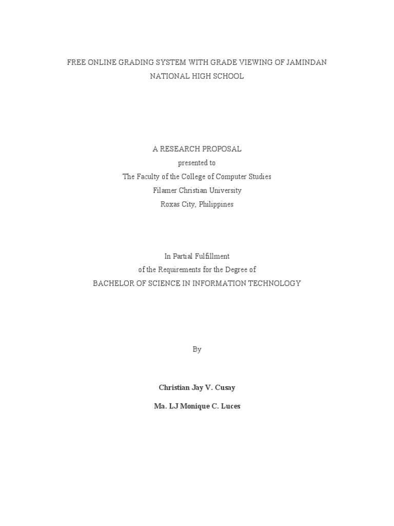 Online Grading System for Jamindan High School | PDF | Information ...