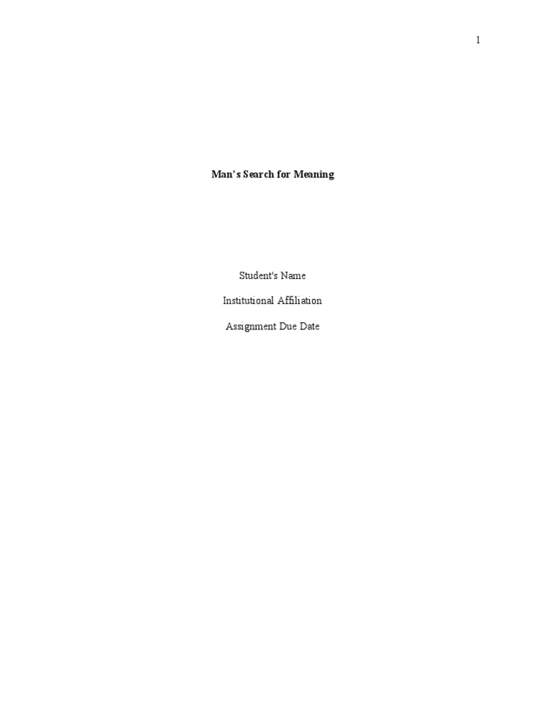 Man's Search For Meaning | PDF | Psychology | Cognitive Science