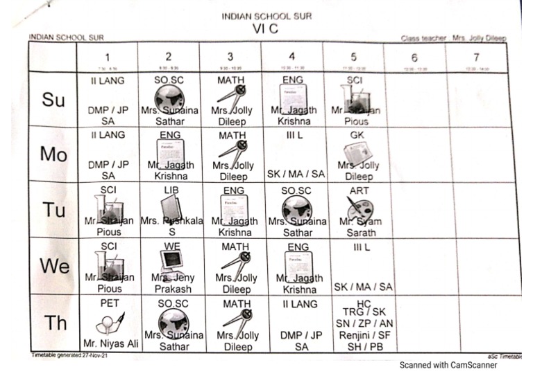 Time Table Pdf