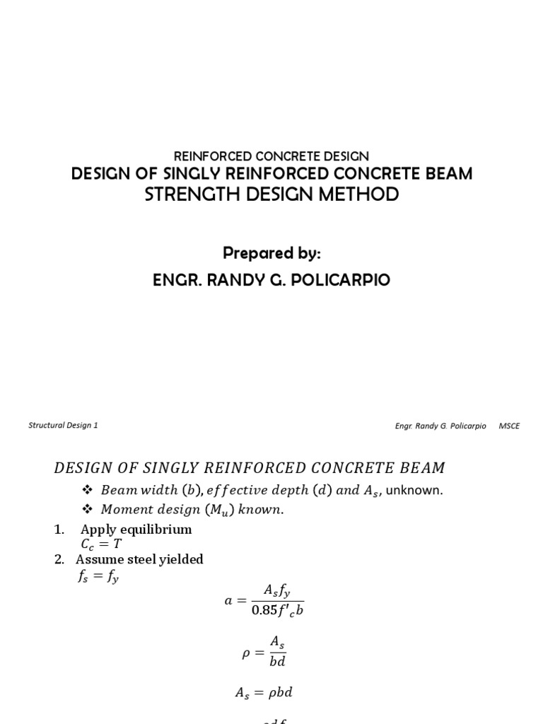 Design of Singly Reinforced Beam | PDF | Reinforced Concrete | Concrete
