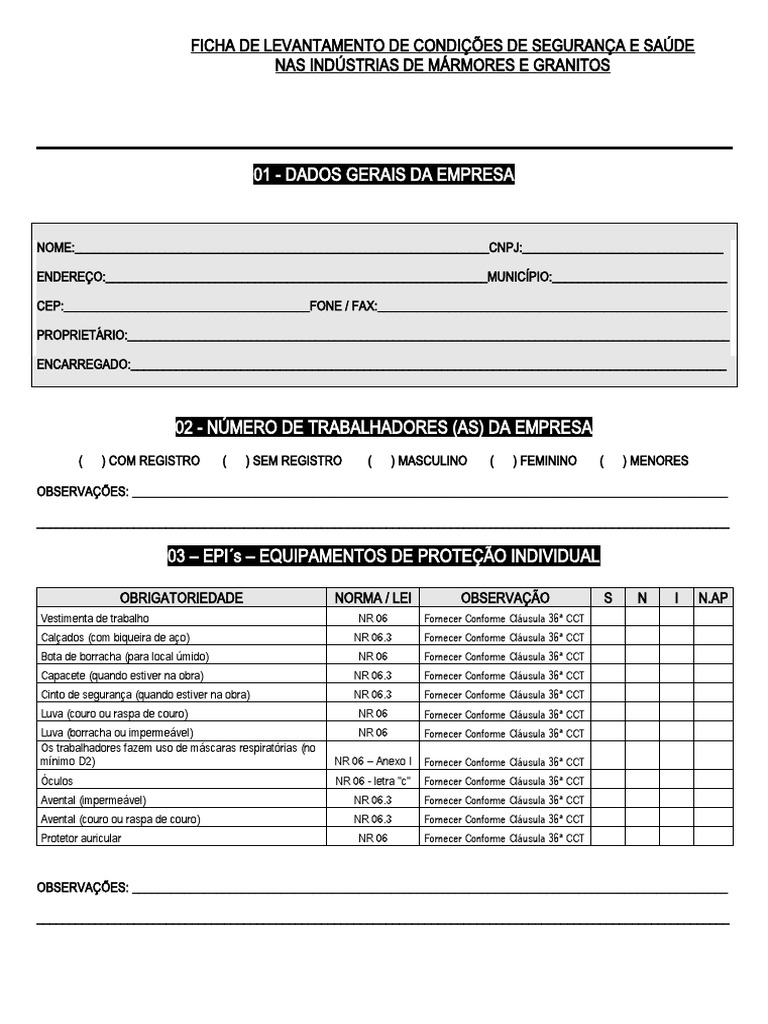 Check list marmores e granitos pdf