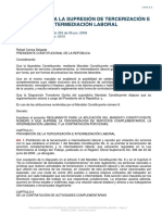 Reglamento a la supresión de tercerización e intermediación laboral