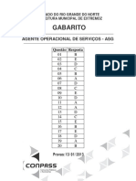 Gabarito: Agente Operacional de Serviços - Asg