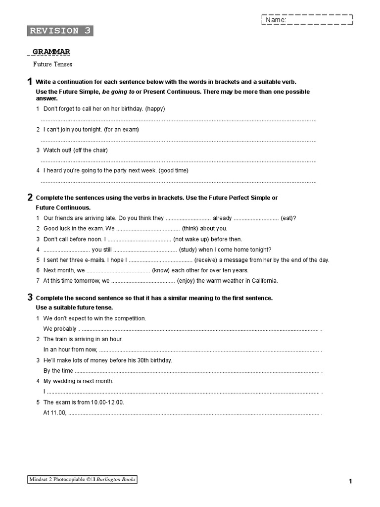 Future Tenses Grammar Exercises | PDF | Language Mechanics | Linguistics