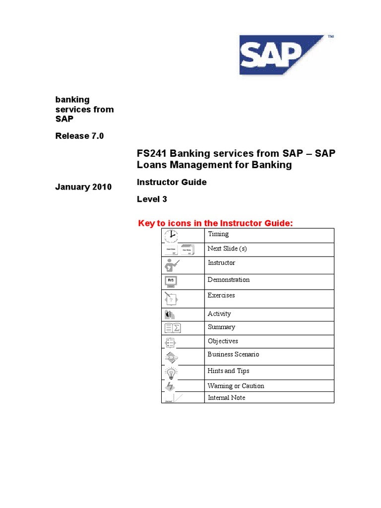 SAP Loans Management Instructor Guide | PDF | Interest | Loans