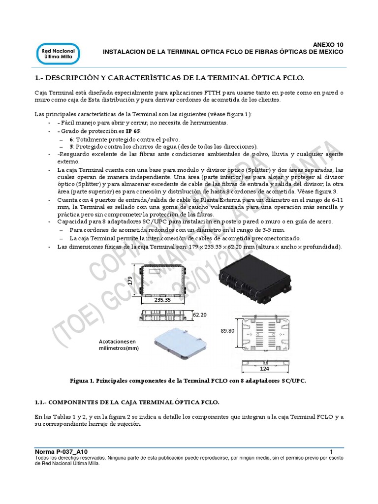 Instalación de Terminal Óptica FCLO | PDF | Tornillo | Fibra óptica
