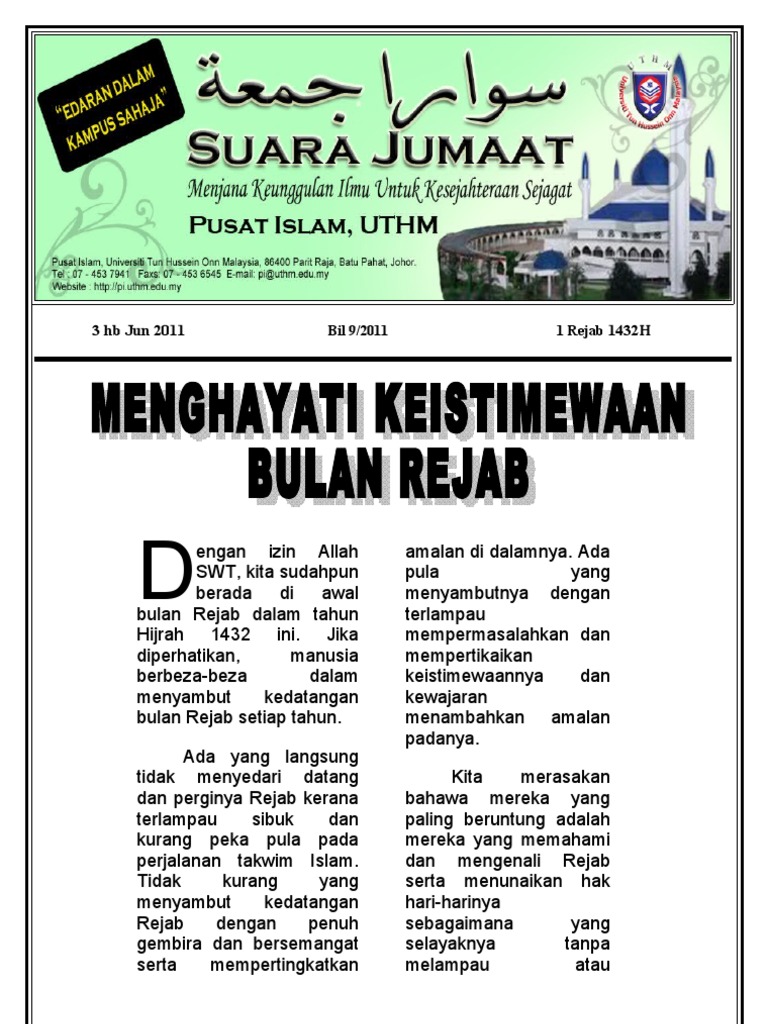 Menghayati Keistimewaan Bulan Rejab Pdf
